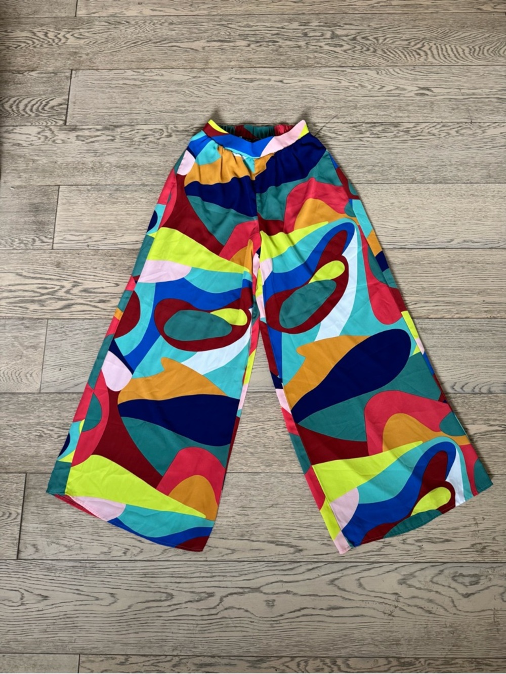 Vibrant Abstract Print Wide-Leg Trousers